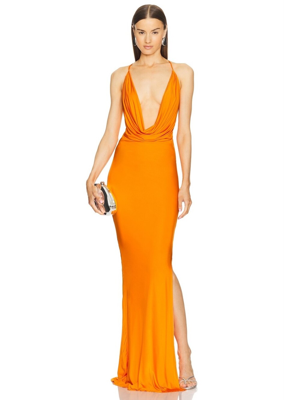NWT $268 MICHAEL COSTELLO X REVOLVE Raquel Gown Tangerine Orange Small